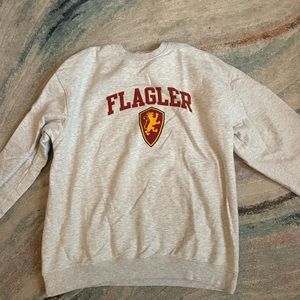 Champion Light Gray Crewneck Sweater with Red Flagler Emblem